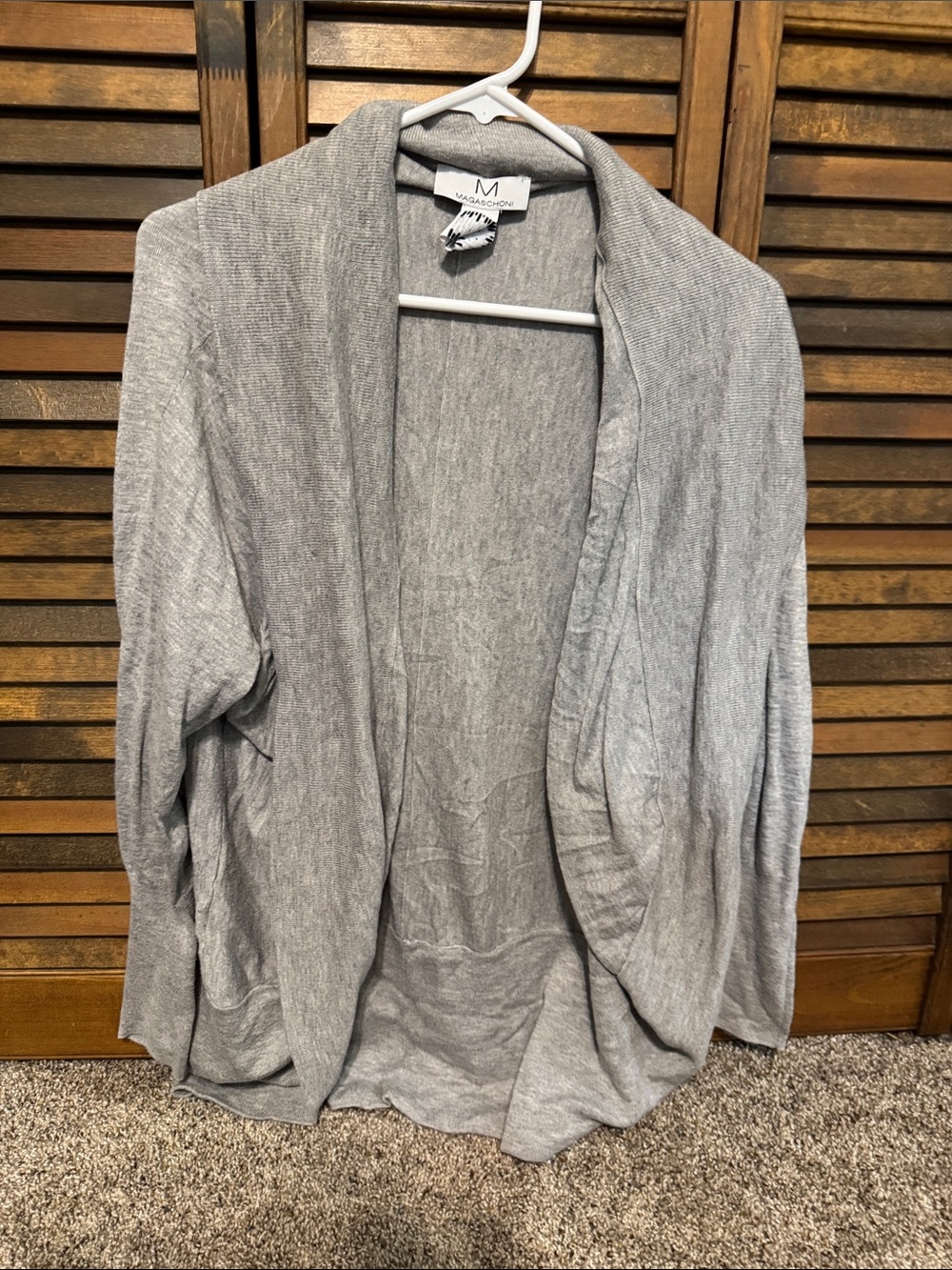 Magaschoni Light Gray Open-Front Knit Cardigan Blazer